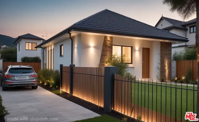 a view of a car parked front of a house