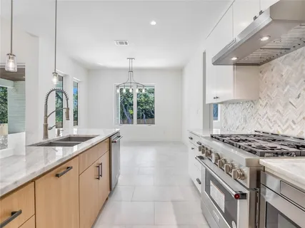 a view of a room with a window