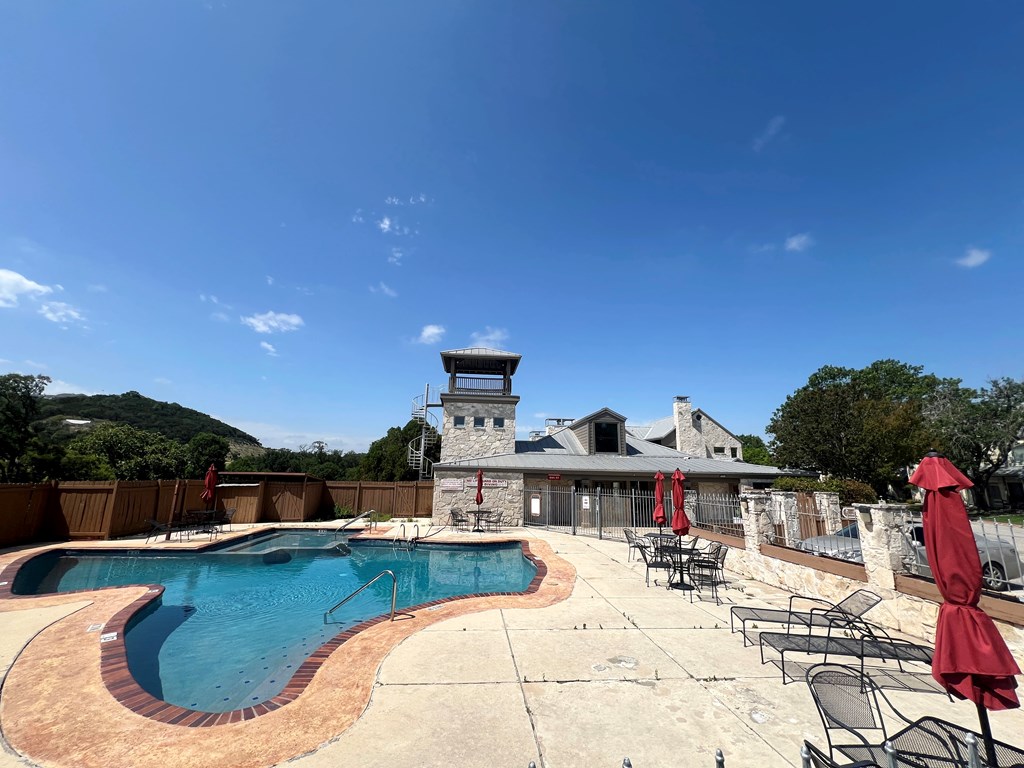 805-139 Highway 534 Loop Kerrville, TX 78028 - Photo 24 of 28 a view of a swimming pool with a patio
