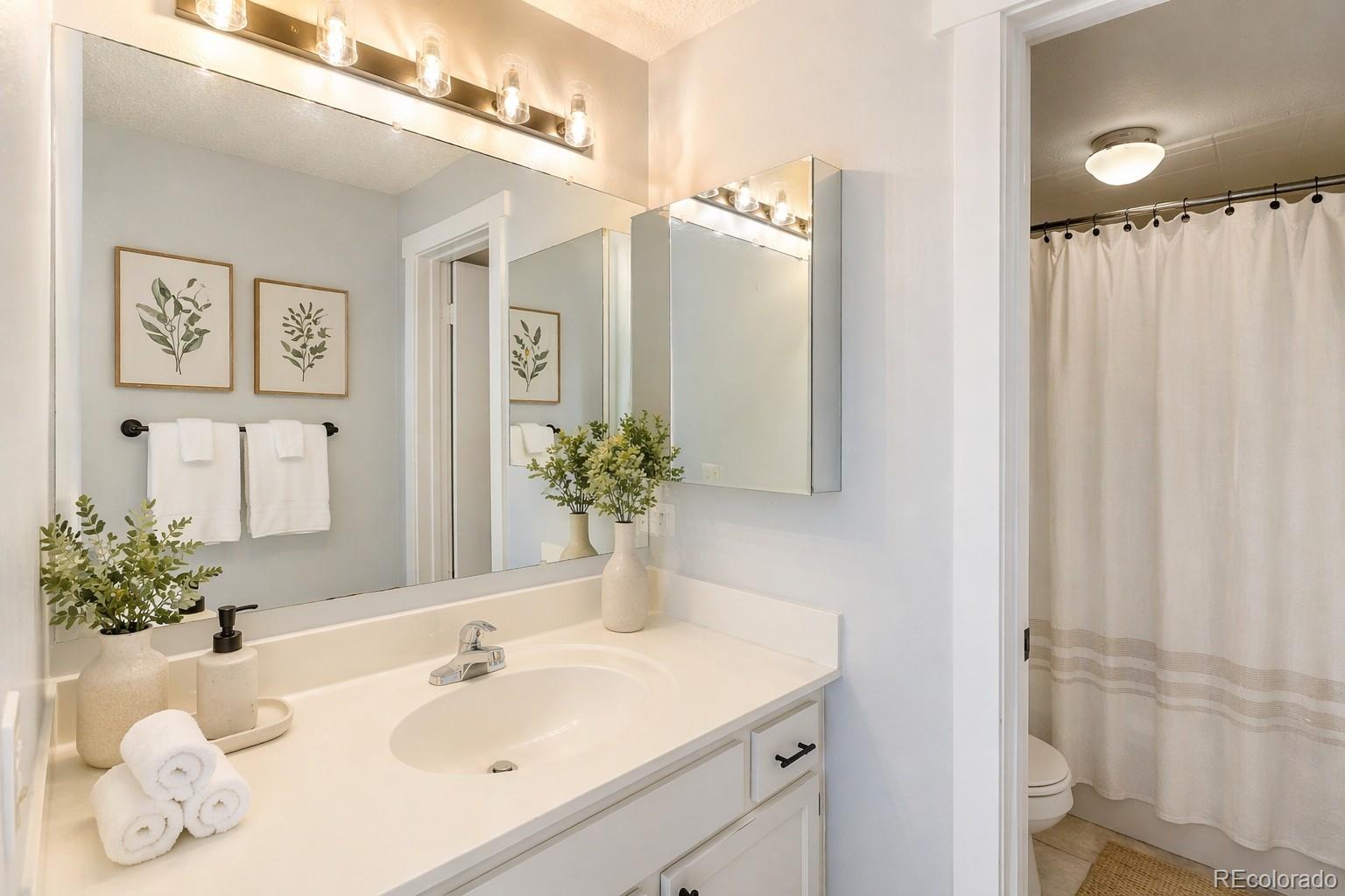 2510 Ryan Gulch Road, Unit 2512 Silverthorne, CO 80498 - Photo 23 of 41 a bathroom with a sink a mirror and a shower