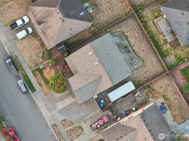 an aerial view of a house having outdoor space