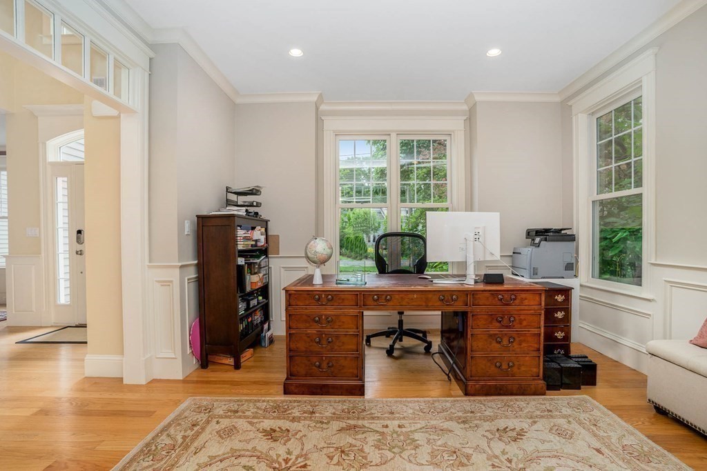 19 Lyon Road Brookline, MA 02467 - Photo 6 of 41 a dining room with a furniture and large windows
