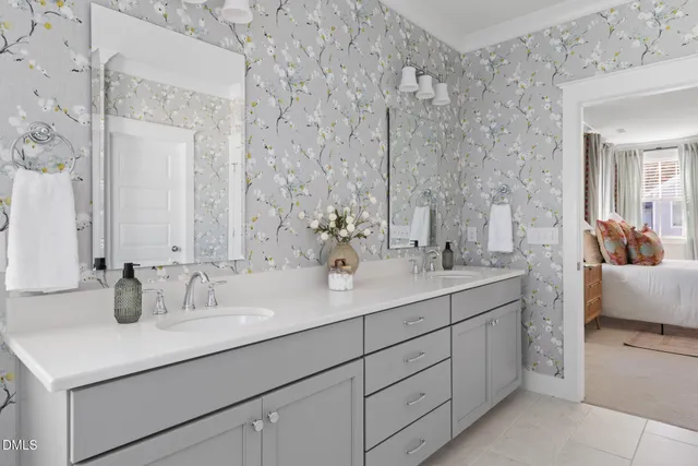 a swimming pool with lots of tress in the background