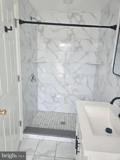 a bathroom with a bathtub
