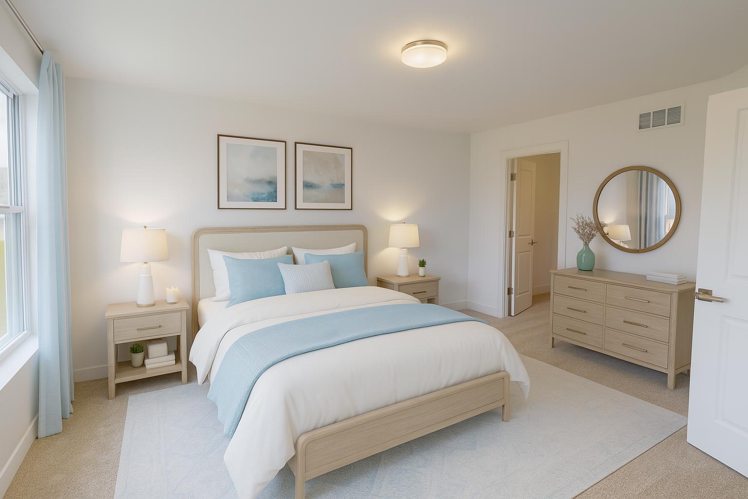 784 Cascade Place Marengo, IL 60152 - Photo 17 of 33 a bedroom with a bed a mirror and a lamp on dresser