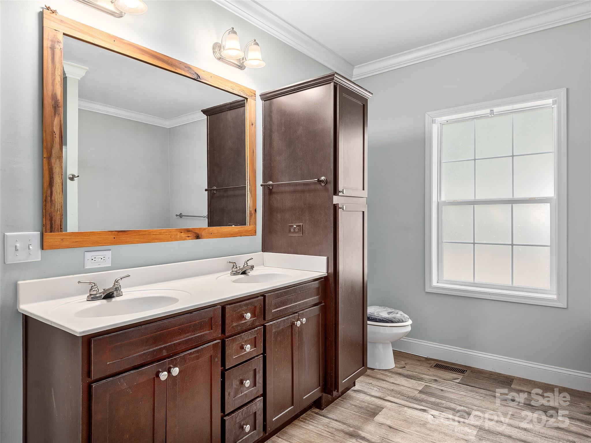 508 Fanning Bridge Road Fletcher, NC 28732 - Photo 16 of 21 a bathroom with a double vanity sink a toilet and a mirror