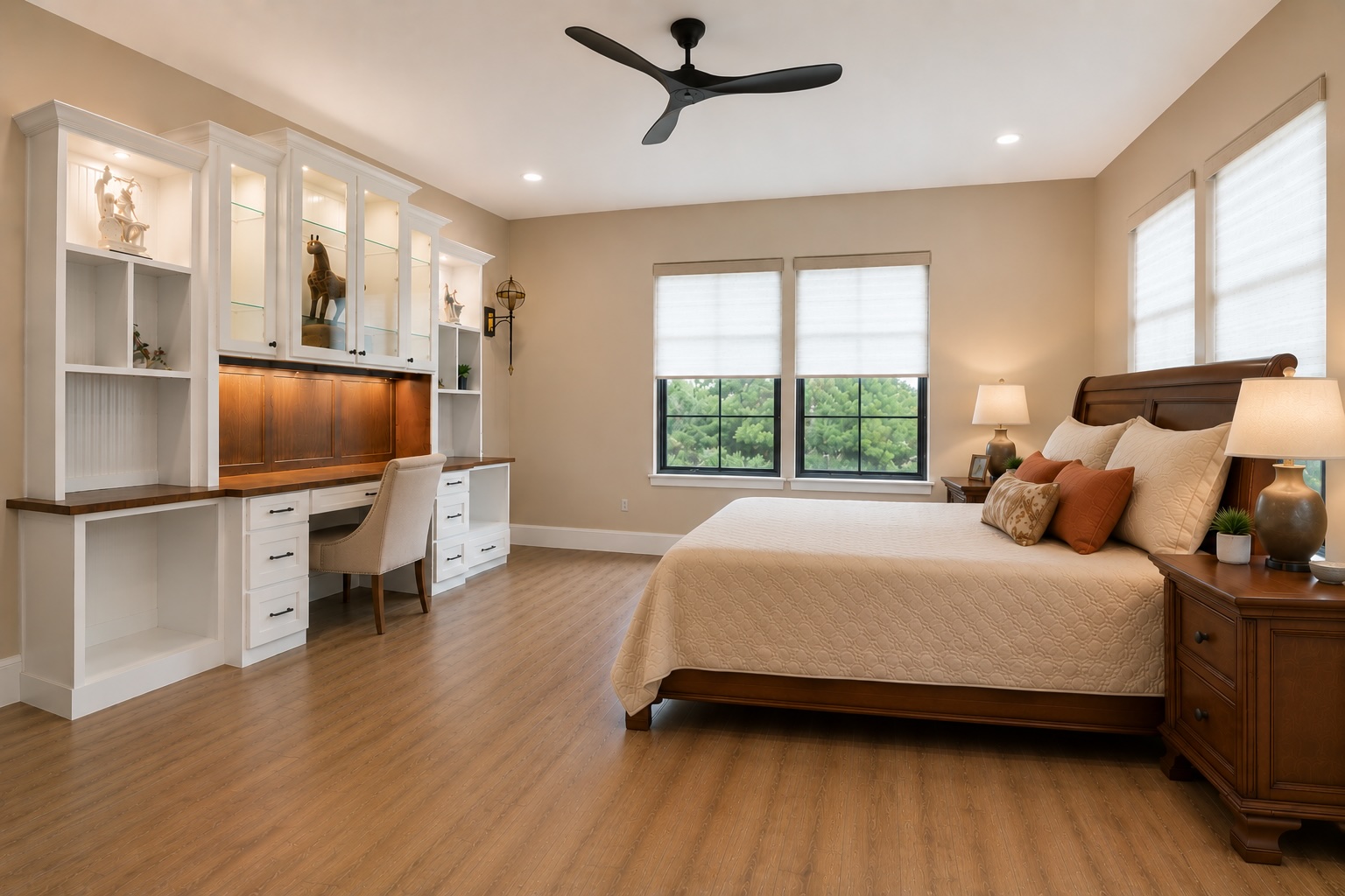 309 Highland Spring Lane Georgetown, TX 78633 - Photo 29 of 40 a bedroom with a bed a large window and wooden floor