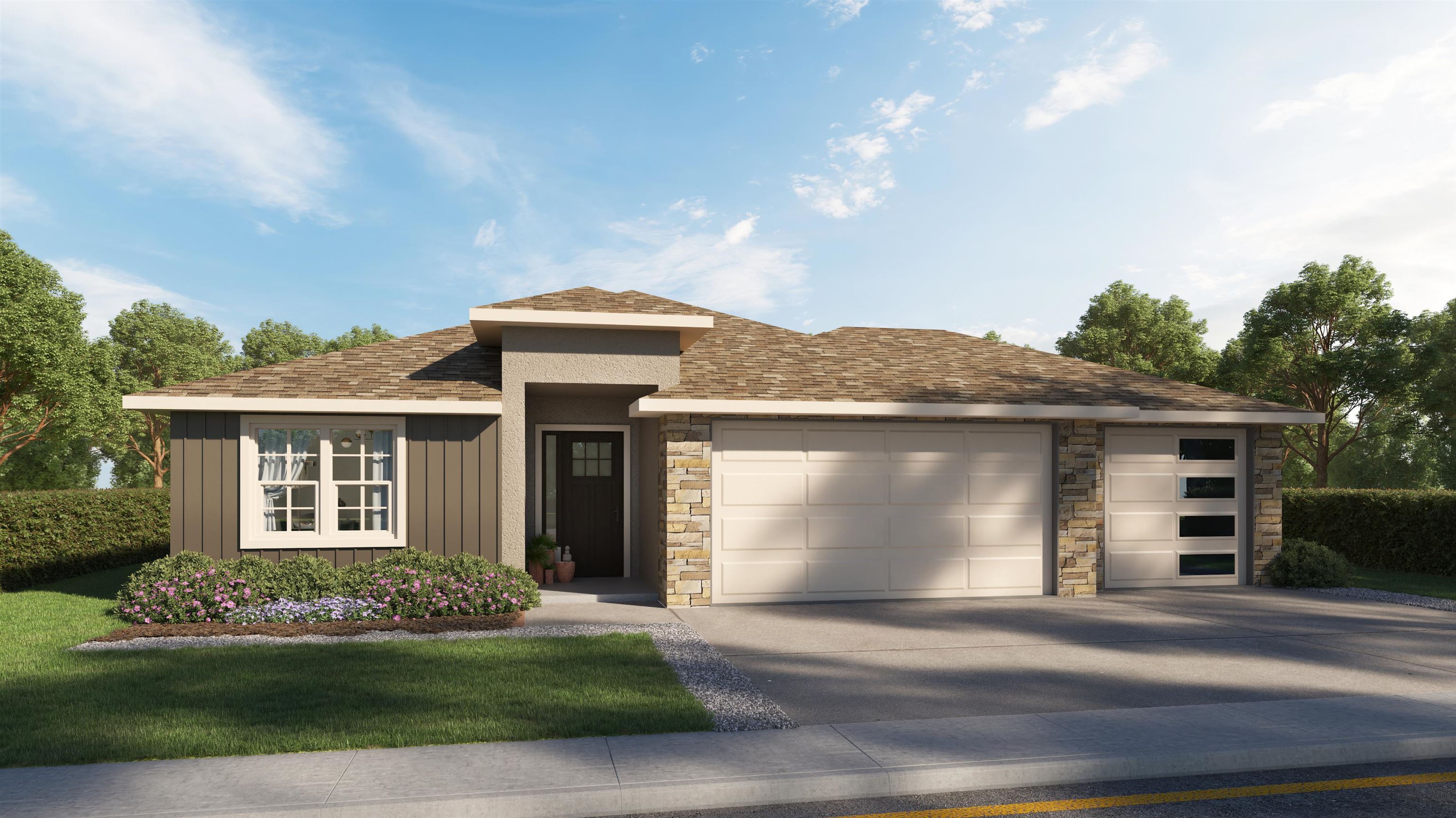 front view of a house with a yard