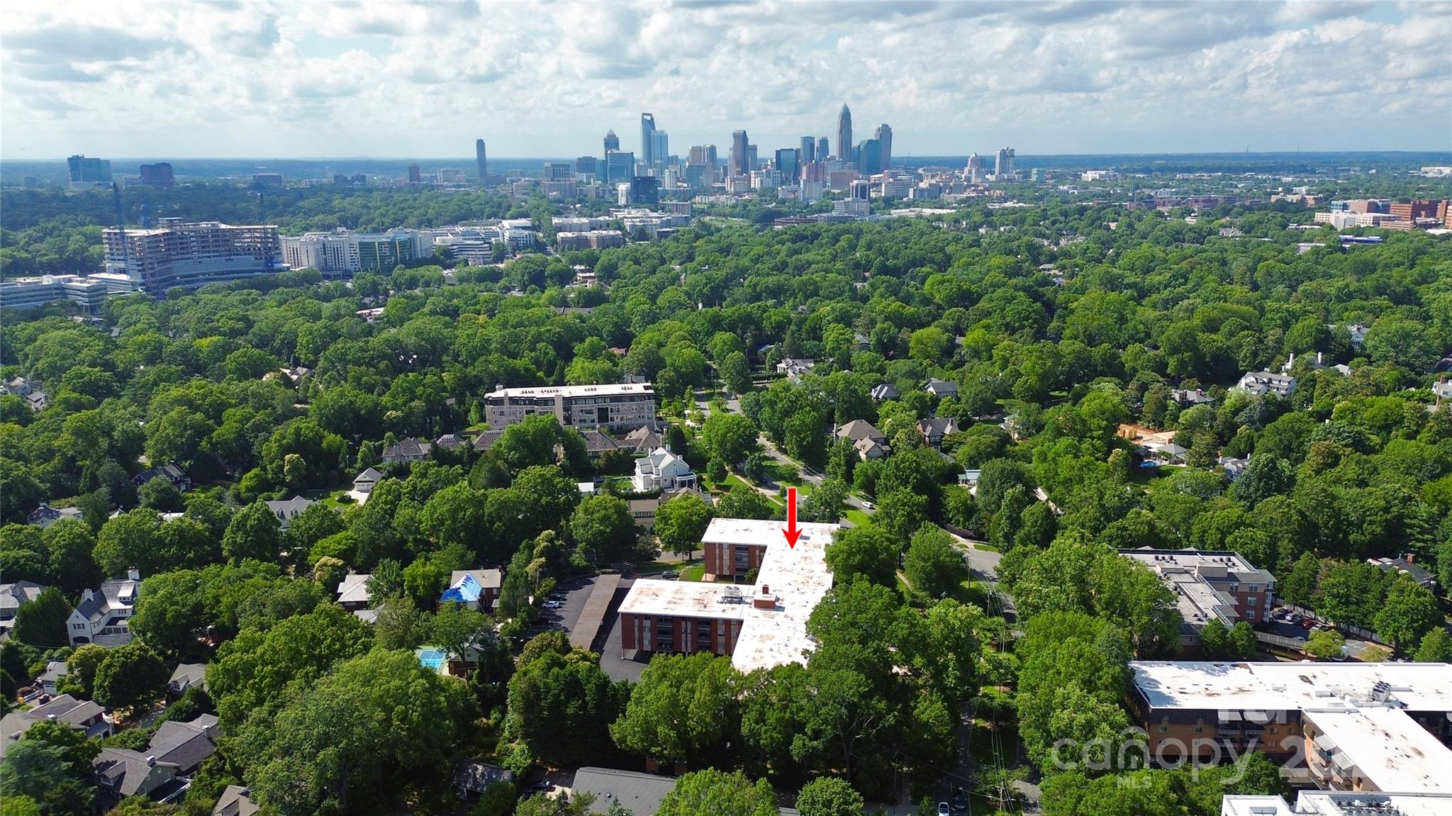 1300 Queens Road, Unit 405 Charlotte, NC 28207 - Photo 36 of 36 an aerial view of a city with lots of residential buildings