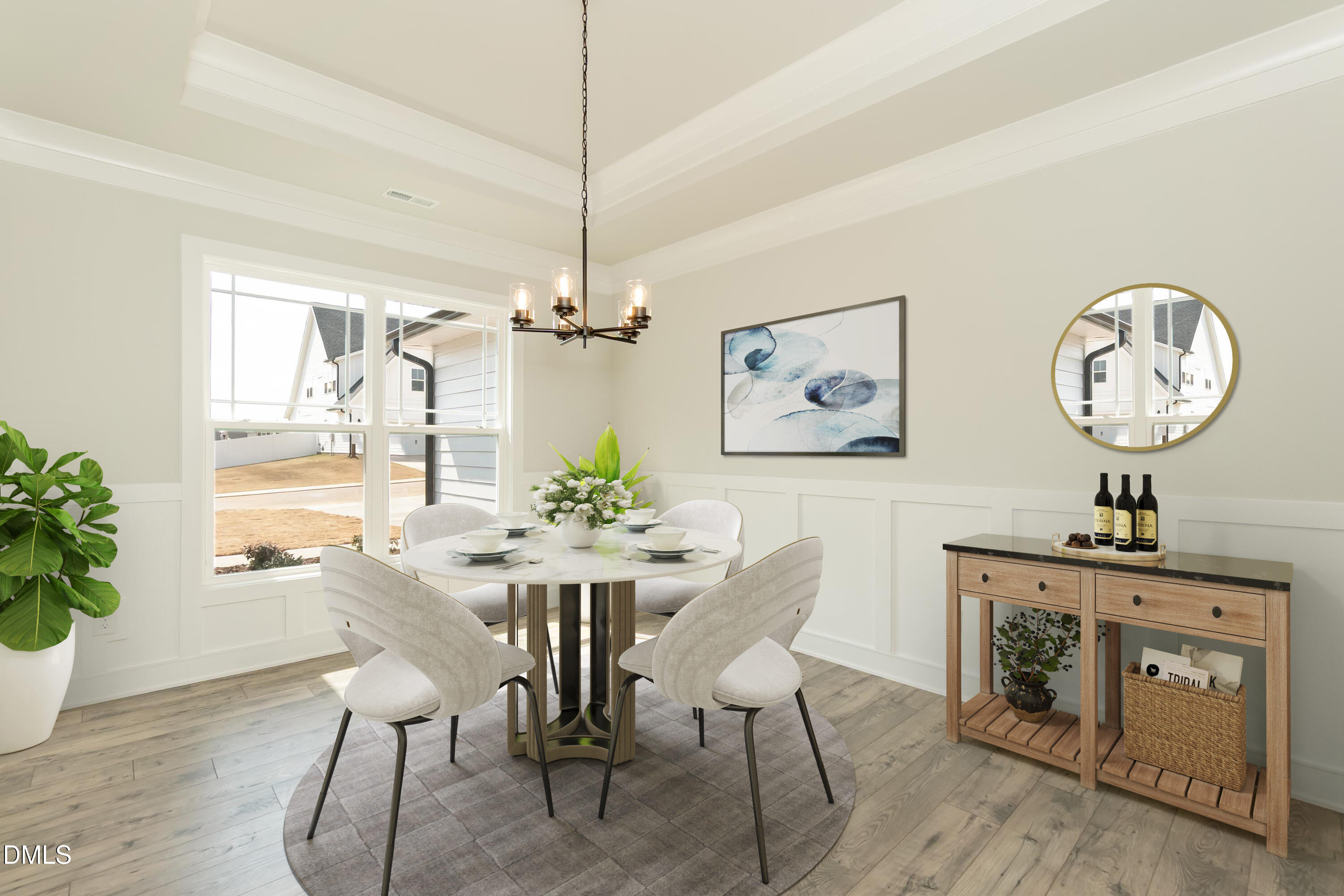 104 Galway Road Lillington, NC 27546 - Photo 3 of 40 a view of a dining room with furniture wooden floor and chandelier