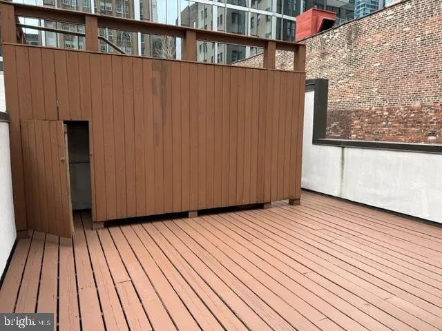 a view of wooden balcony