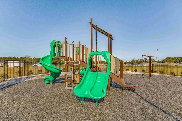 a view of a park with slide
