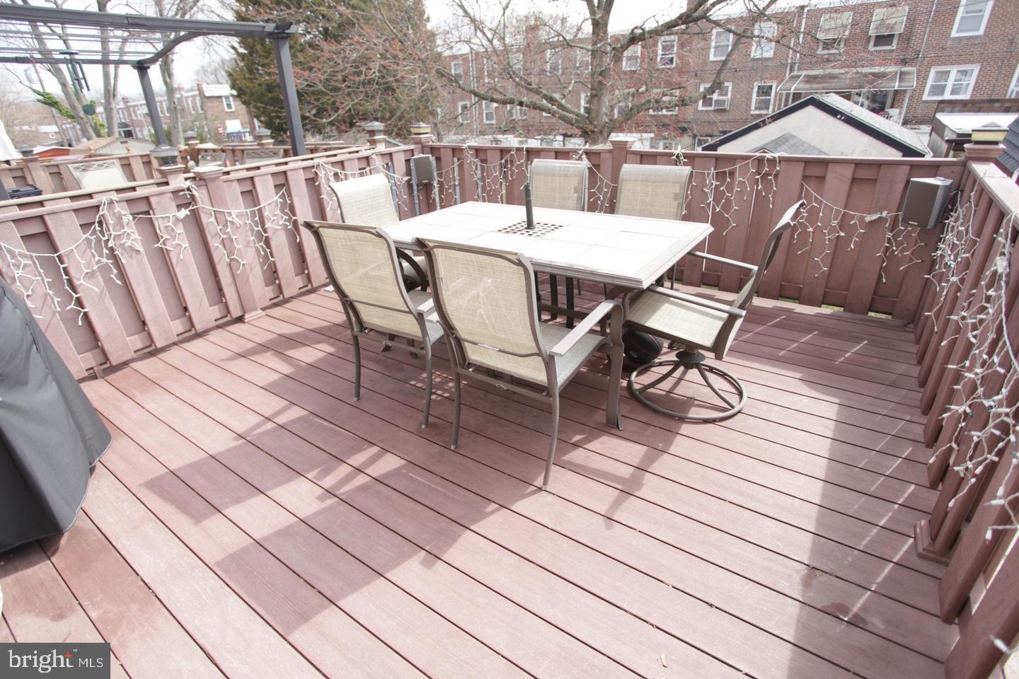 414 Rively Avenue Collingdale, PA 19023 - Photo 14 of 27 a view of a patio with table and chairs with wooden floor and fence