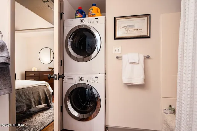 a room with a washer and dryer