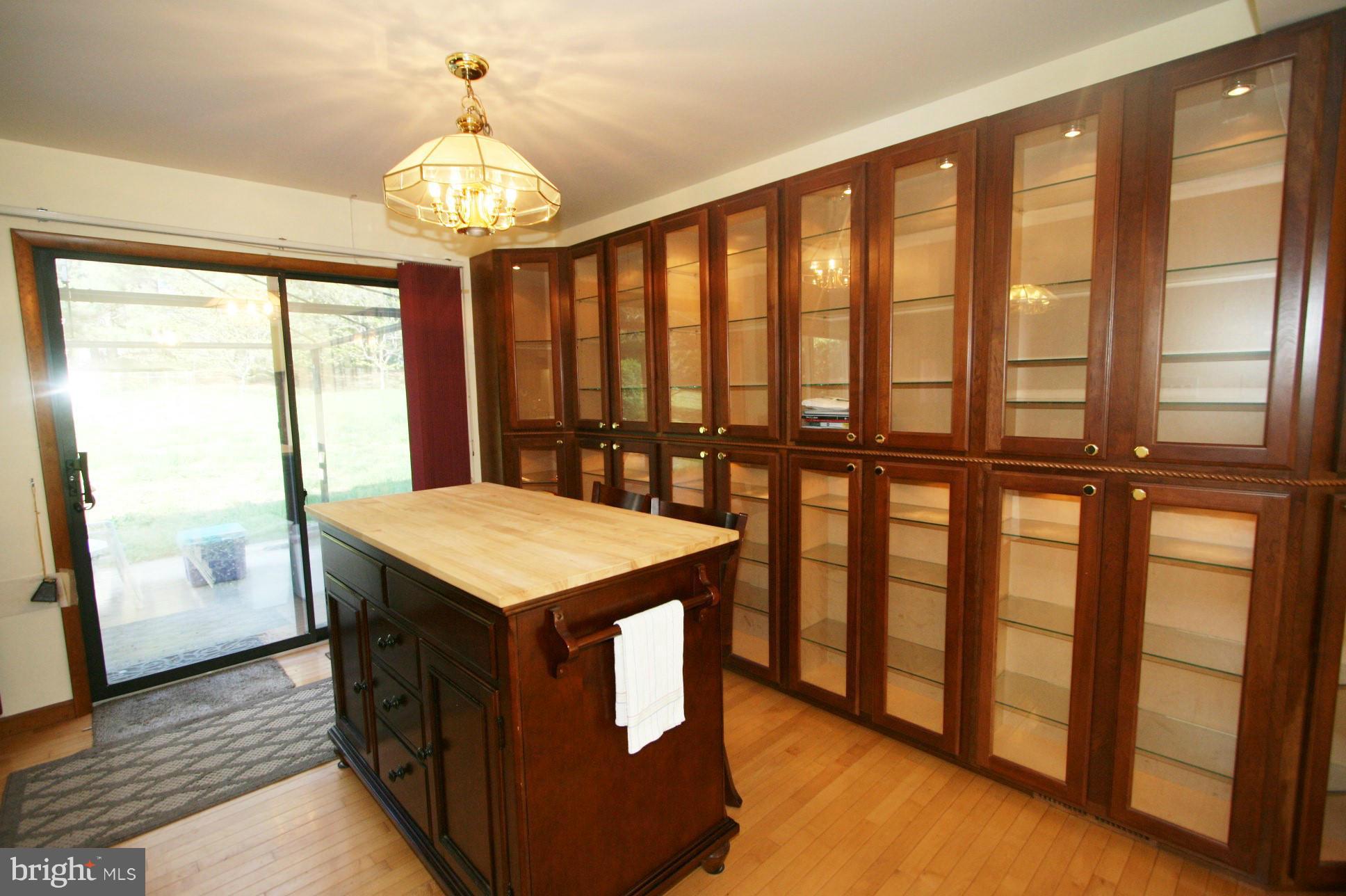 Built-in glass front cabinets