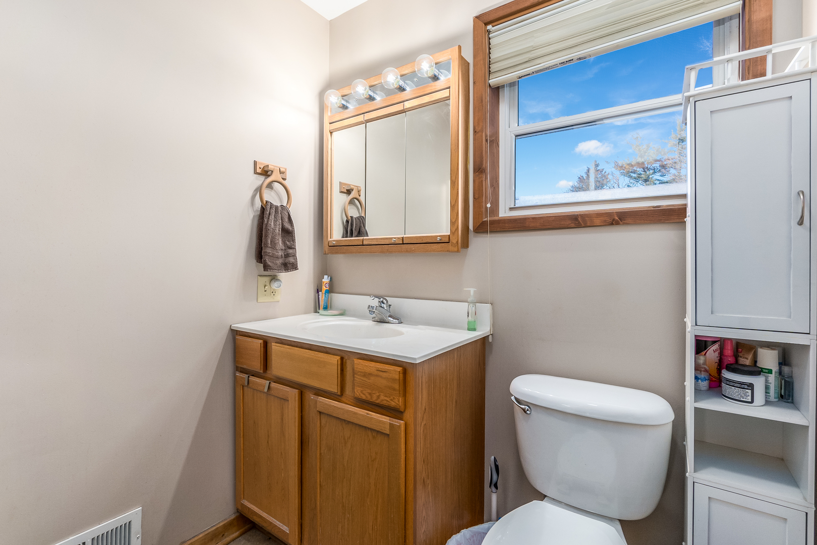 28W418 Batavia Road Warrenville, IL 60555 - Photo 13 of 24 a bathroom with a toilet a sink and mirror