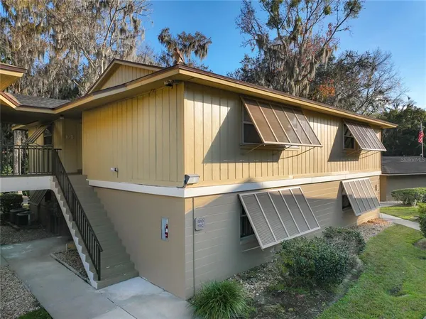 a view of backyard of house