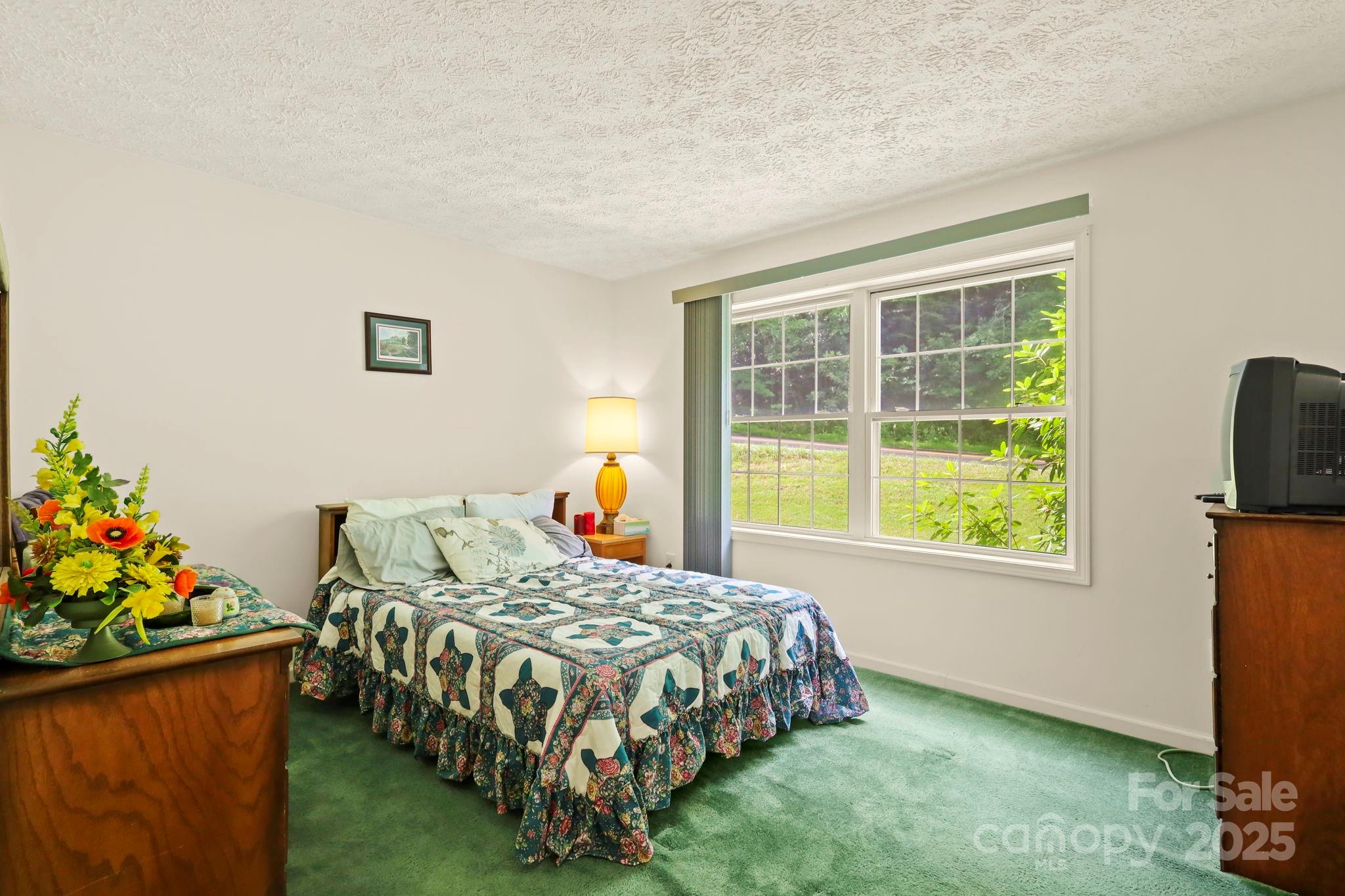 31 Barlow Road Elk Park, NC 28622 - Photo 20 of 40 a bedroom with a bed table flowerpot and window