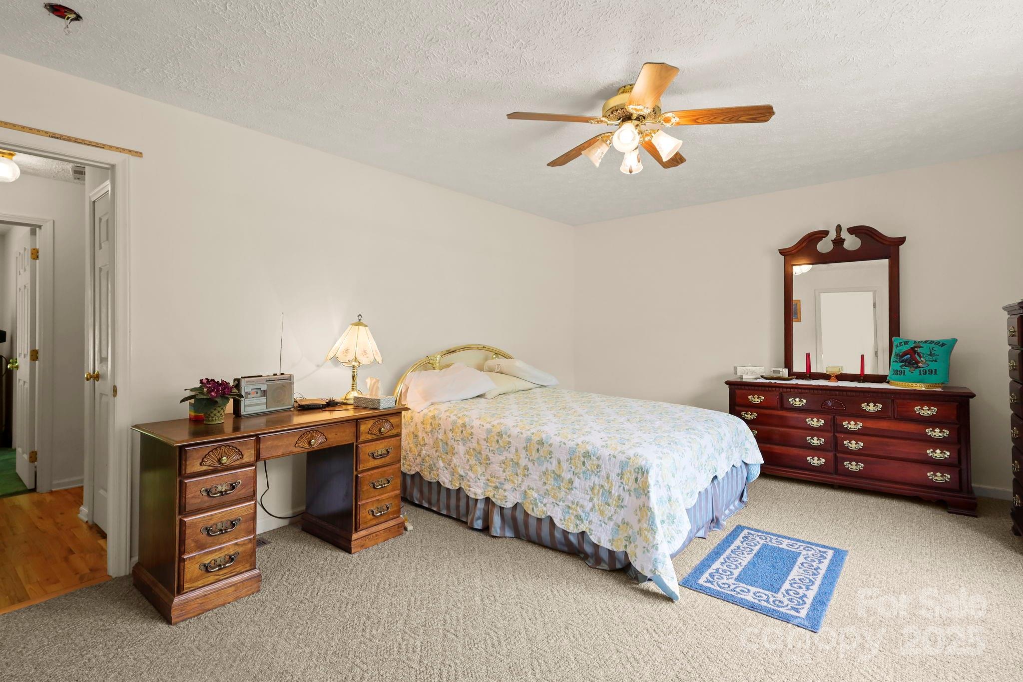 31 Barlow Road Elk Park, NC 28622 - Photo 25 of 40 a bedroom with a bed and a chandelier