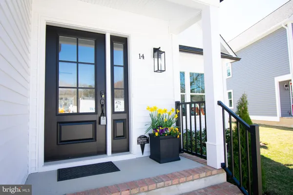 a view of front door and potted plants