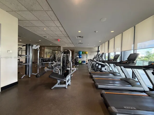 a view of a room with gym equipment