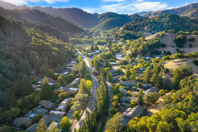 a view of city and mountain