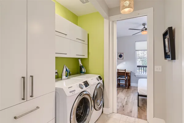 a view of living room washer and dryer