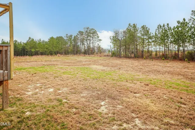 a view of a yard with an trees