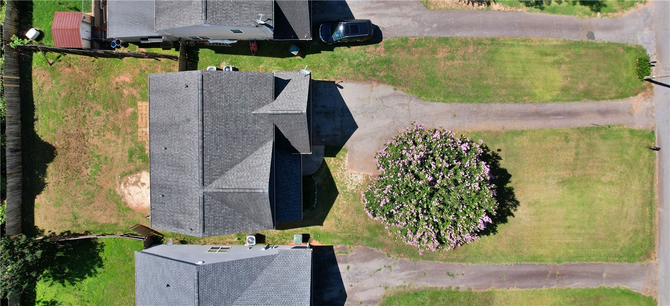 305 North Chestnut Street Seneca, SC 29678 - Photo 41 of 44 An aerial perspective showcases a property with ample yard space and mature landscaping, including a large flowering tree.