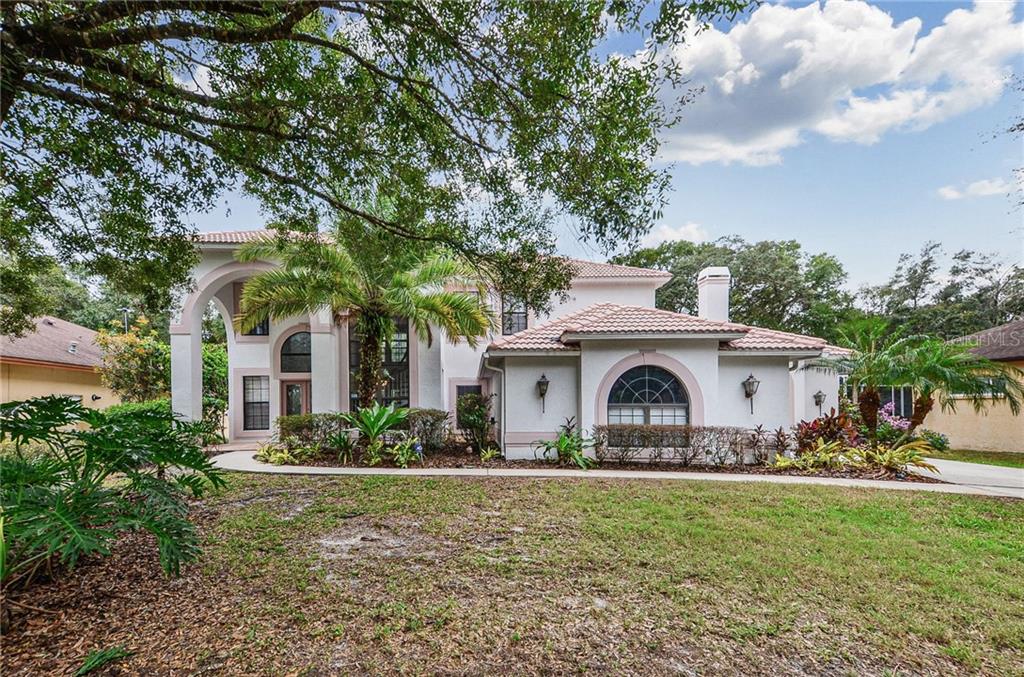 Stately 2 story home with master bedroom downstairs on large conservation lot in the master planned community of Tampa Palms.