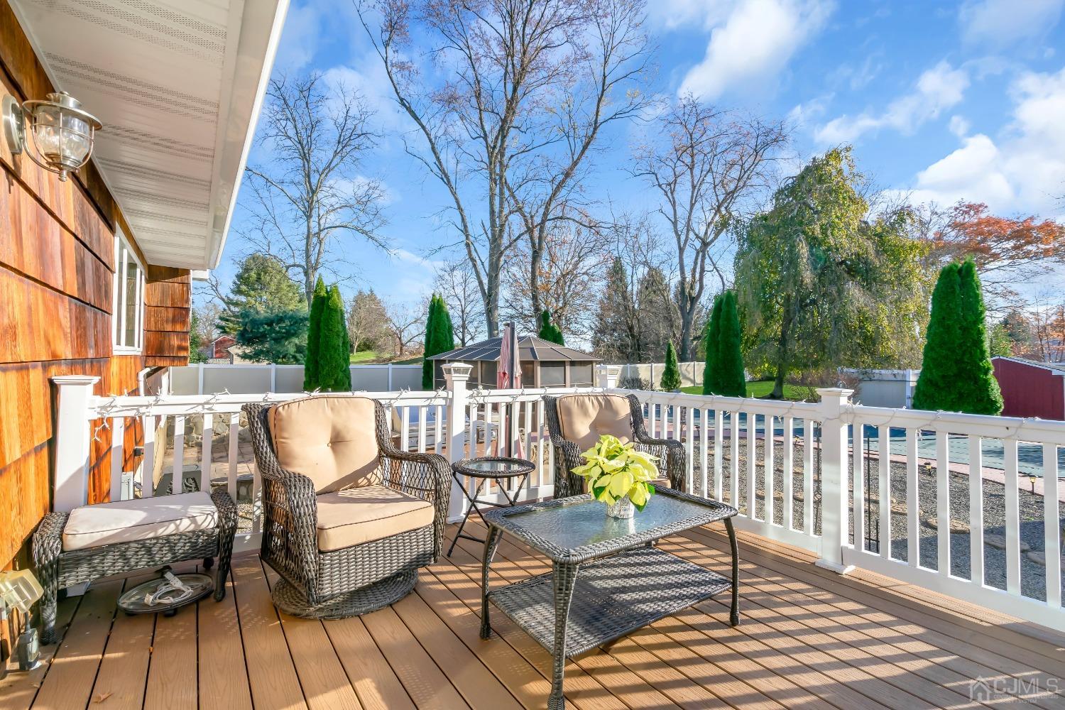 116 Grovers Mill Road Plainsboro, NJ 08536 - Photo 71 of 78 a view of balcony with wooden floor and outdoor seating