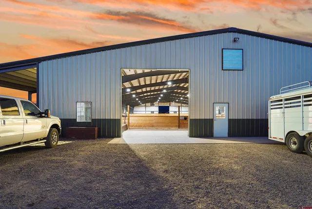 a building outdoor space with patio furniture
