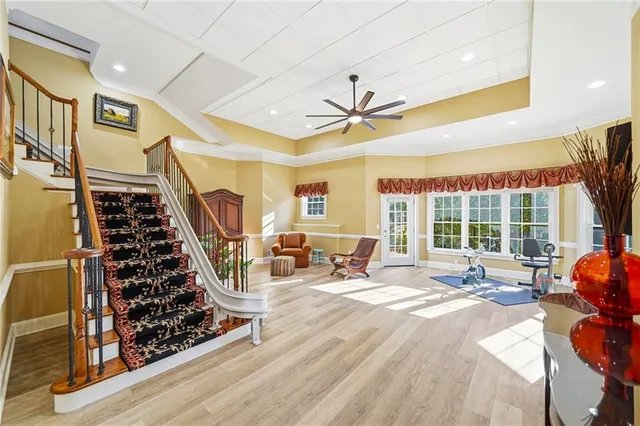 a view of a building with a patio