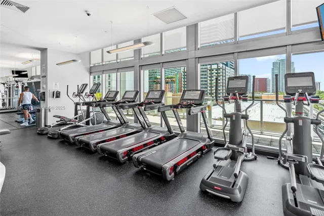 a view of a room with gym equipment