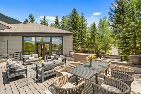 an outdoor space with patio the couches and a potted plant
