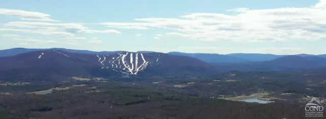 a view of a mountain range with trees in the background