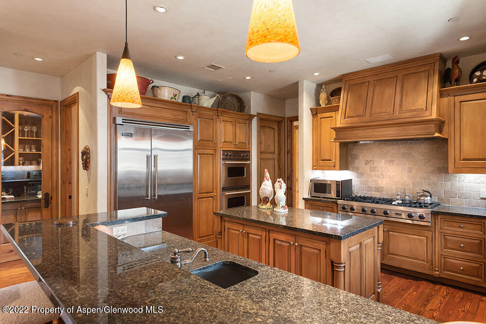 165 Miners Trail Road Aspen, CO 81611 - Photo 6 of 23 a kitchen with stainless steel appliances granite countertop a sink a stove and a refrigerator