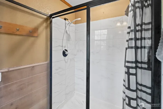 a bathroom with a shower