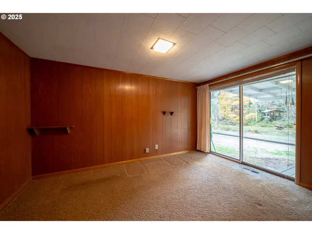 a view of backyard with large tree