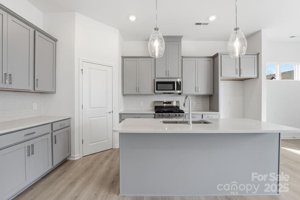 8662 Miles Gap Road Indian Land, SC 29707 - Photo 2 of 31 a kitchen with stainless steel appliances a sink a stove a refrigerator and white cabinets