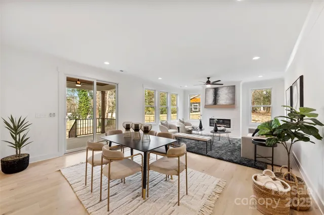 a living room with furniture potted plant and window