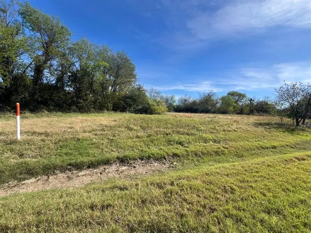 a view of a field with an ocean