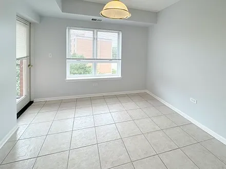 an empty room with windows