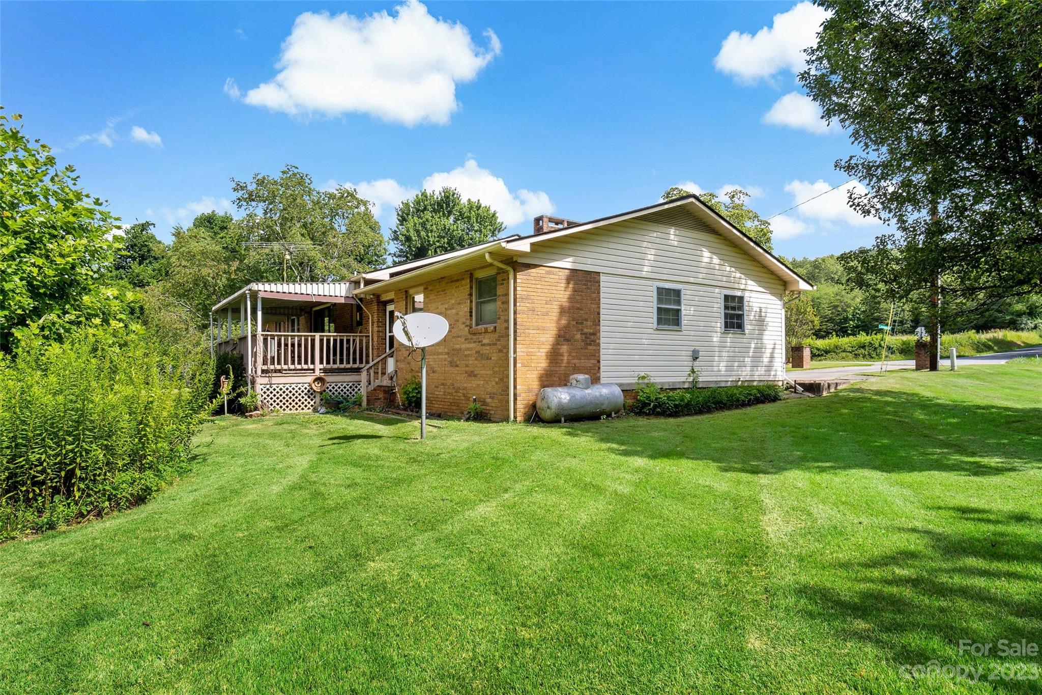 5232 Bat Cave Road Old Fort, NC 28762 - Photo 4 of 32 a view of a backyard with plants and large trees