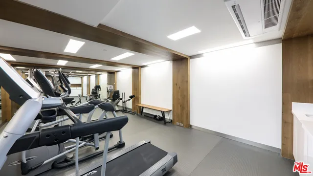 a room with gym equipment