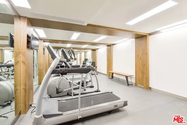 a view of a room with gym equipment