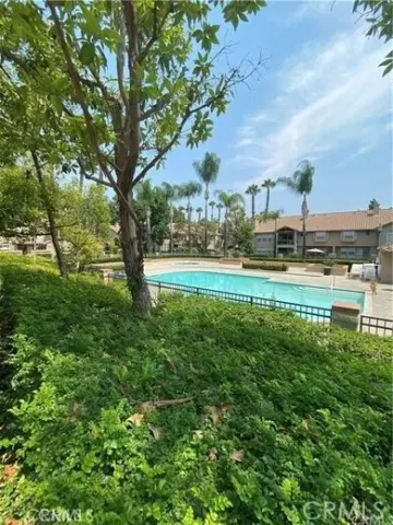 a view of a big yard with large trees
