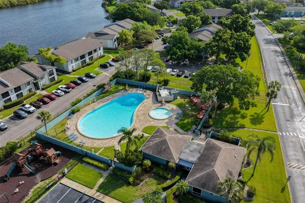 an aerial view of a house having outdoor space