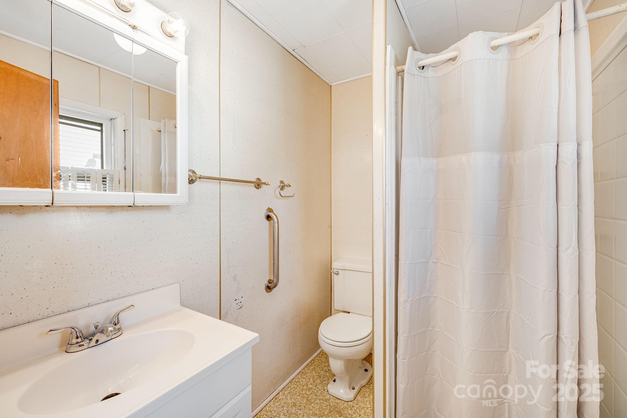4243 Old Clyde Road Clyde, NC 28721 - Photo 16 of 37 a bathroom with a sink a toilet and shower