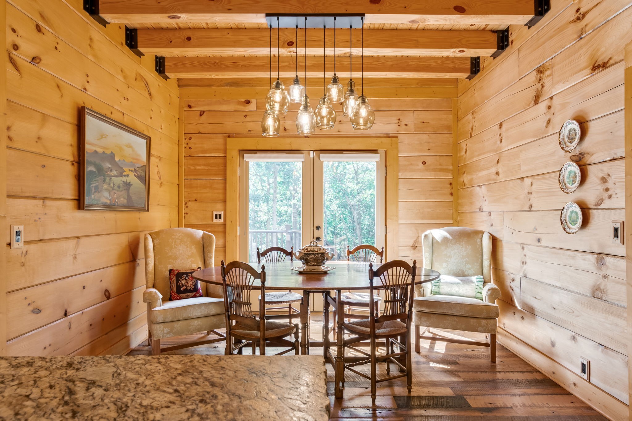 6011 Garrison Springs Road Franklin, TN 37064 - Photo 30 of 99 a view of a dining room with furniture a chandelier and large window